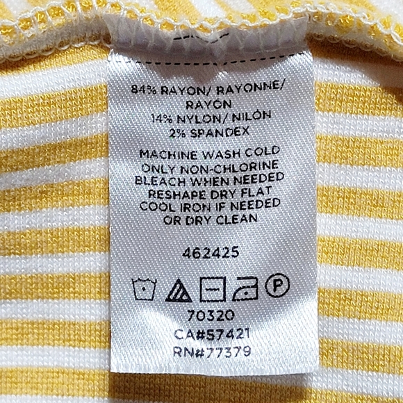 Ann Taylor Factory Peplum Yellow & White Striped Sleeveless Top (XL) - Picture 7 of 8